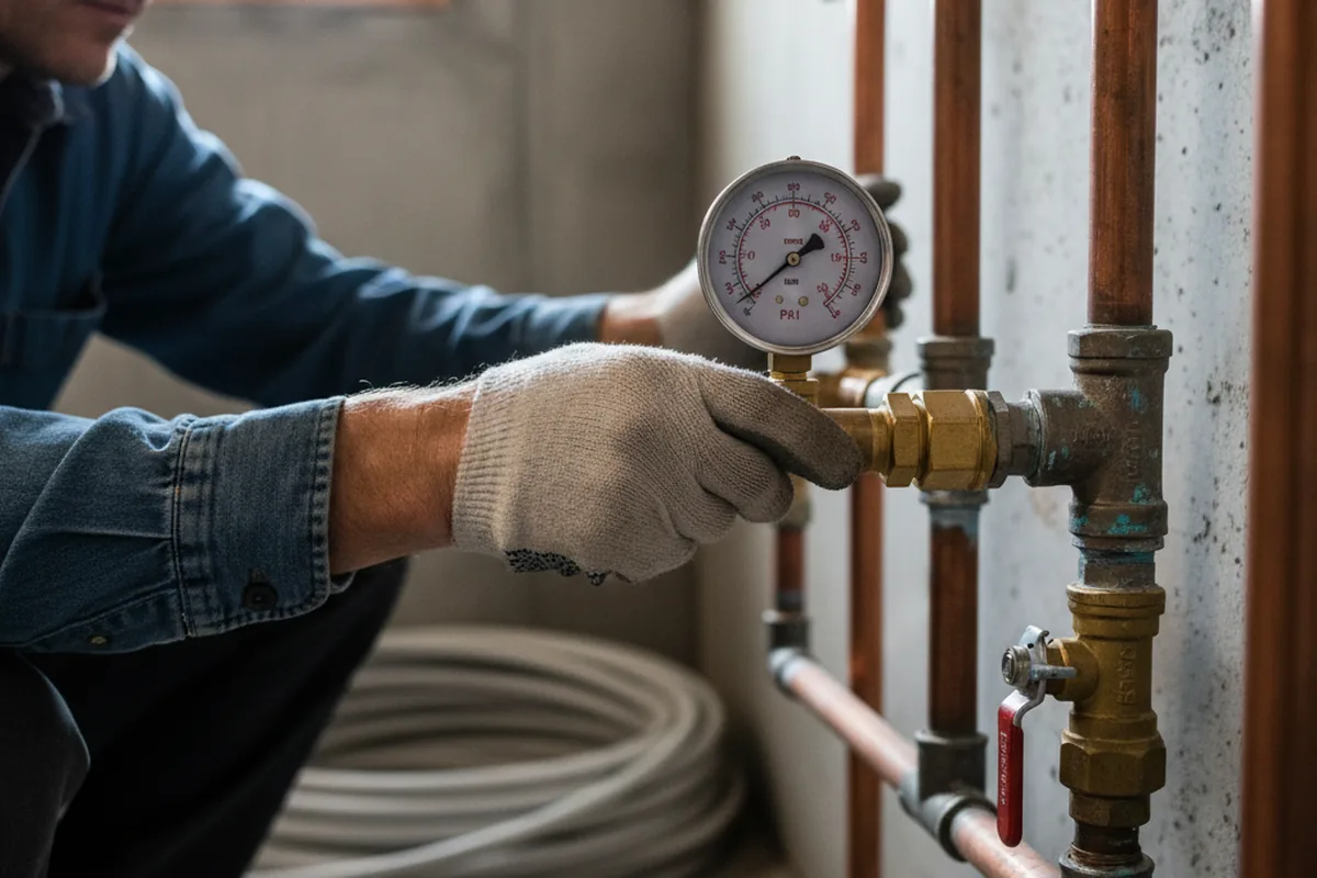 Pressure testing a repaired line during Water Line Repair in Ashby